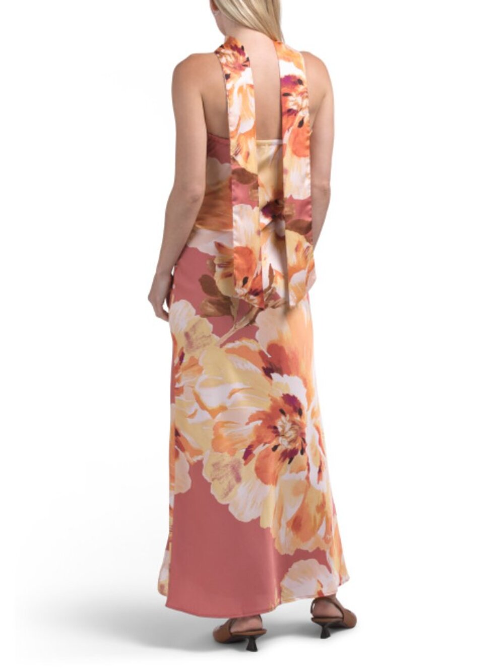 THIRTY THIRTY Satin Strapless Dress With Scarf - Picture 2 of 3